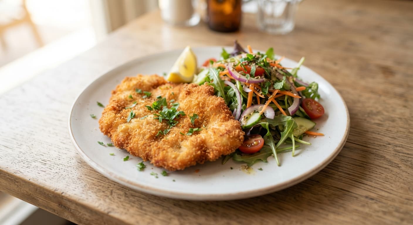 Chicken Schnitzel with Crunchy Salad